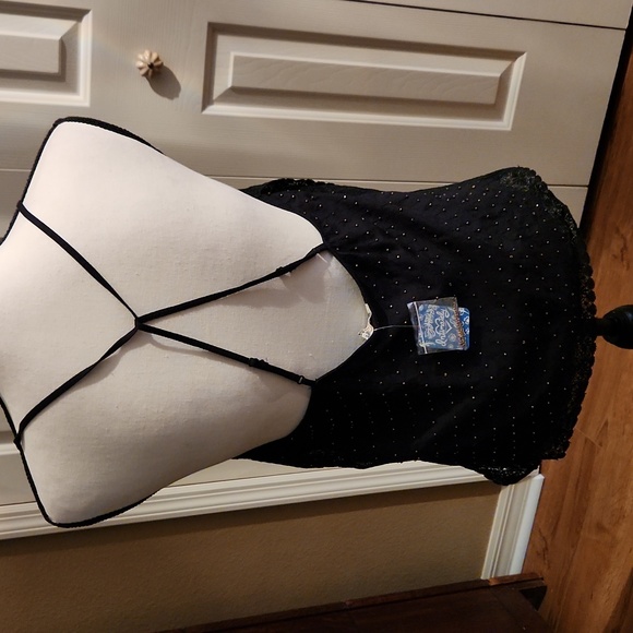 Free People, NWT,  Women's Top,  Size Medium,  Black, gold beads - Picture 4 of 11